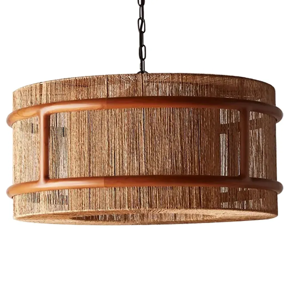 Nolan Beachwood Frame Chandelier - Natural, Jute
