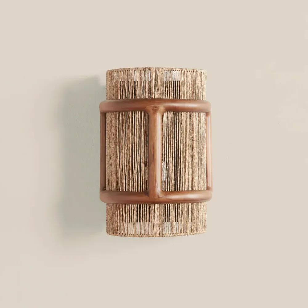 Nolan Beachwood Frame Wall Sconce - Natural, Jute
