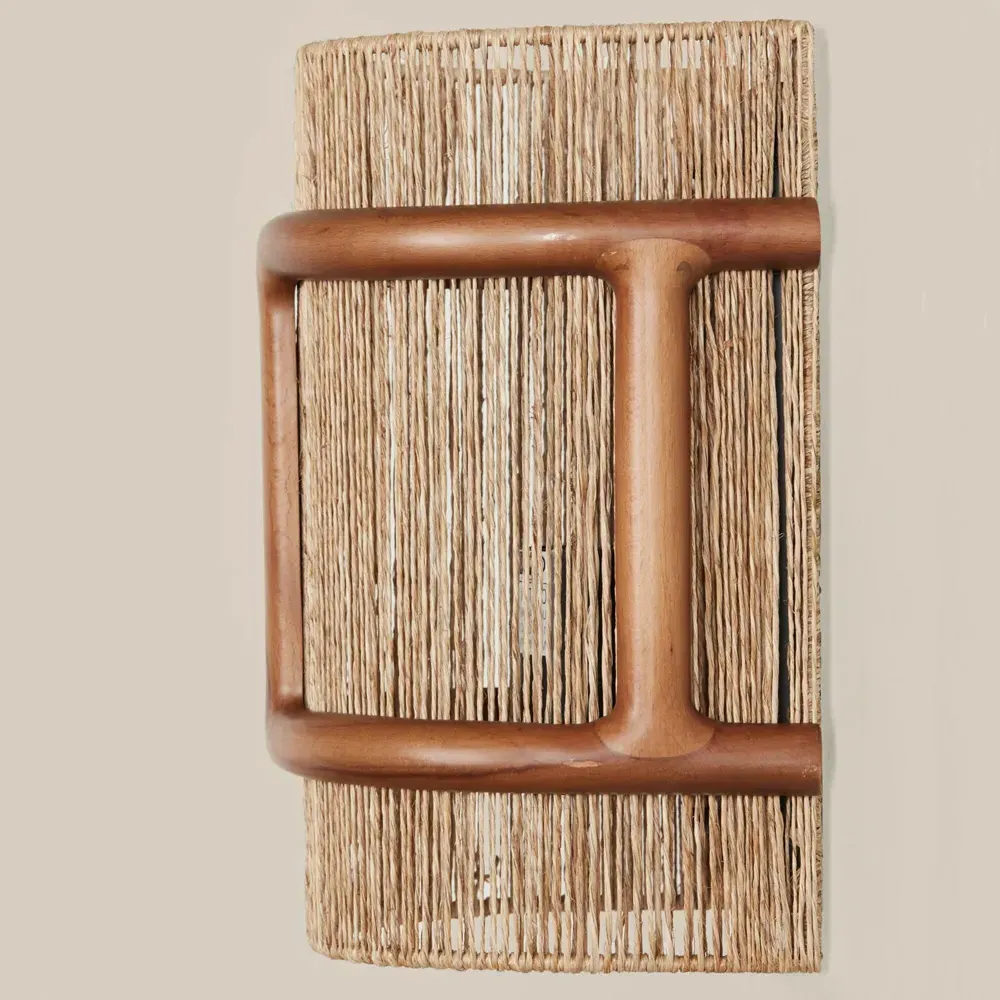 Nolan Beachwood Frame Wall Sconce - Natural, Jute