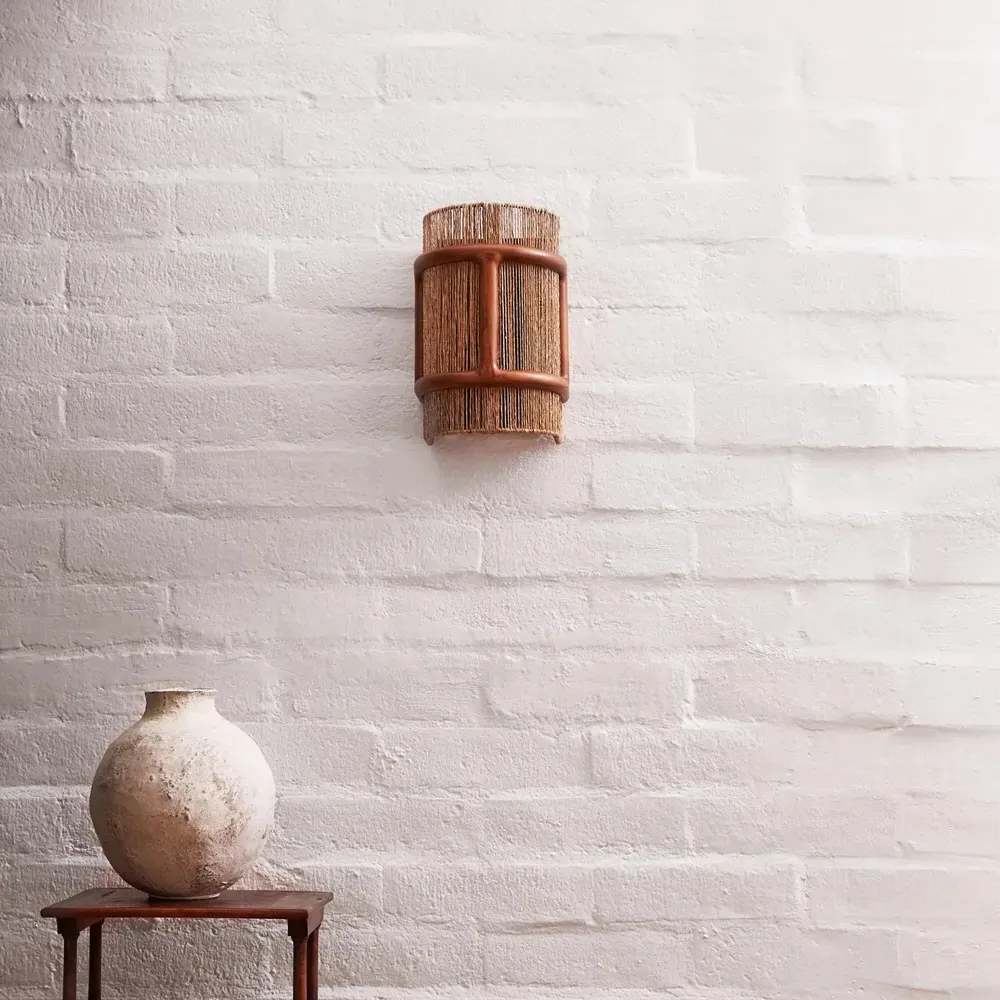 Nolan Beachwood Frame Wall Sconce - Natural, Jute