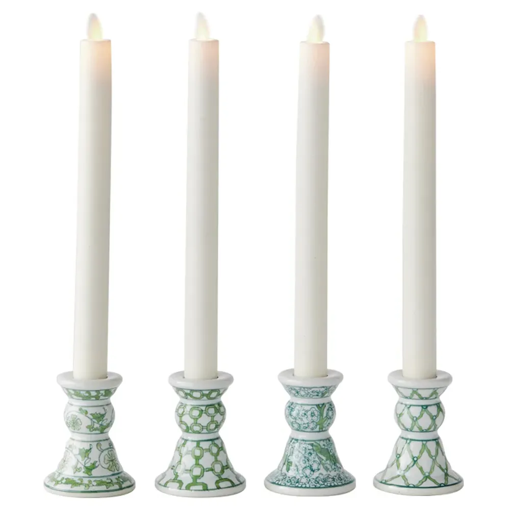 Nolan Candle Holder Set of 4 - Green, Porcelain image