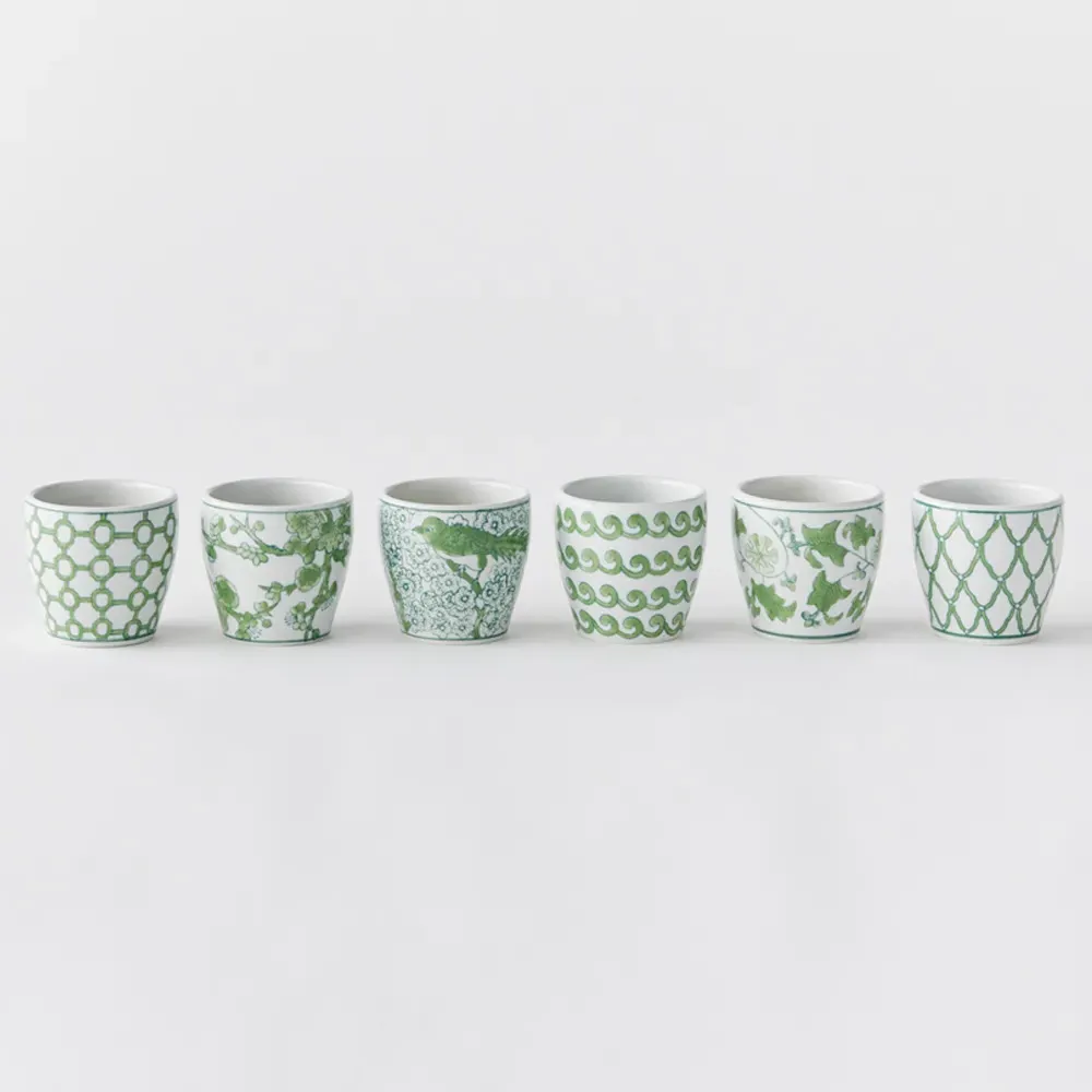 Nolan Flower Pot Set of 6 - Green, Porcelain