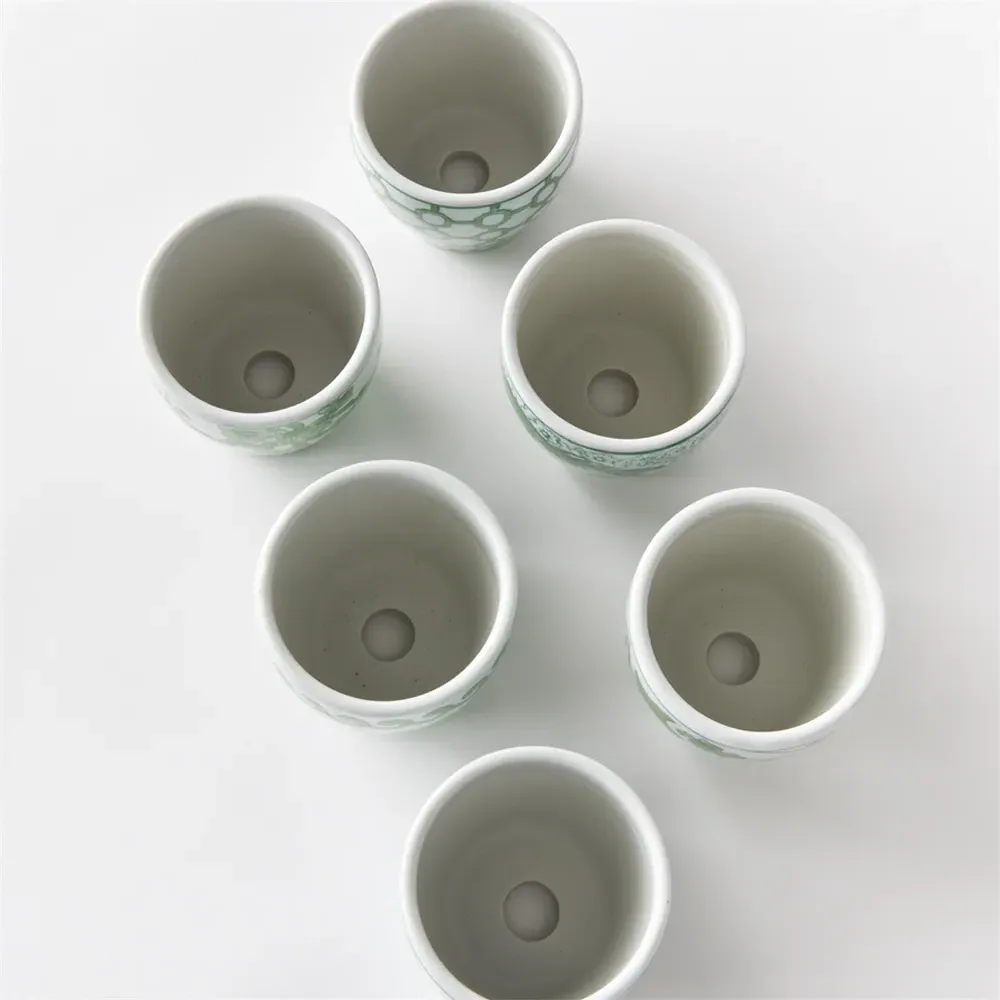 Nolan Flower Pot Set of 6 - Green, Porcelain