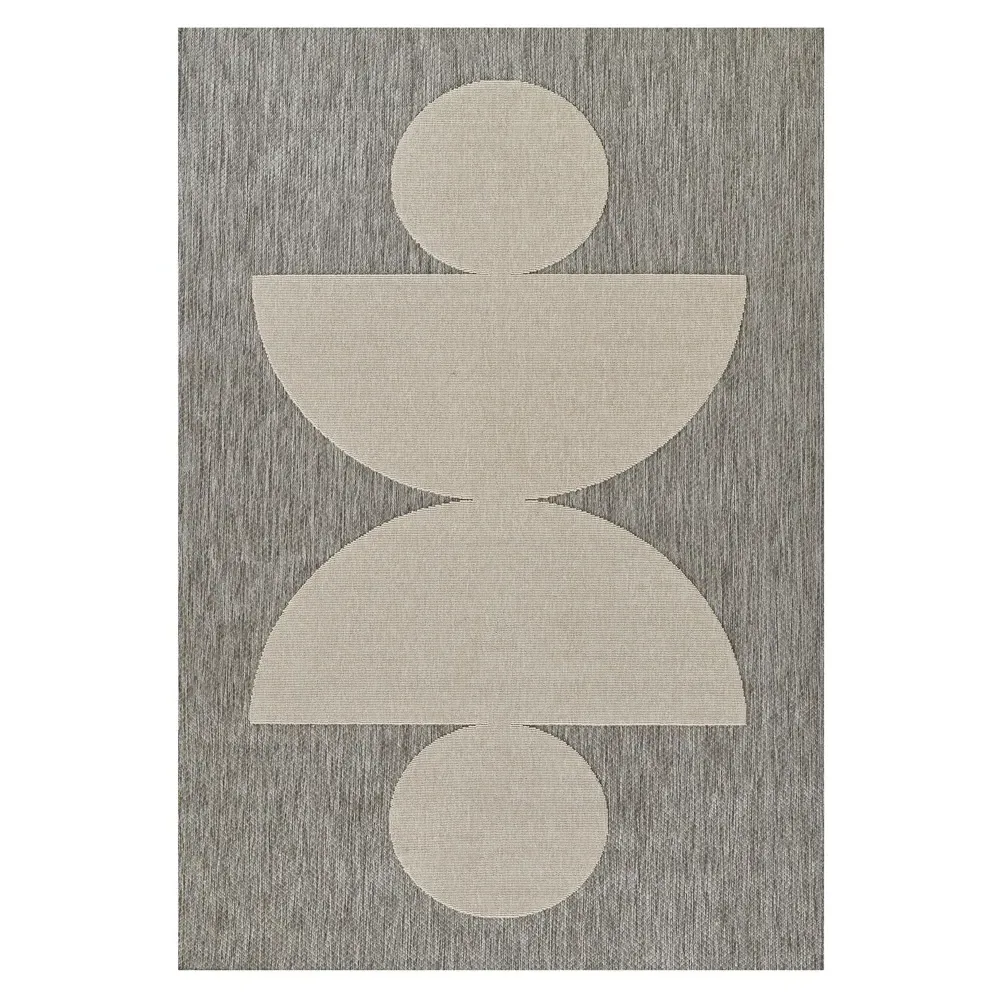 Nolan Geometric Patterned Indoor Outdoor Rug - Grey, Polypropylene