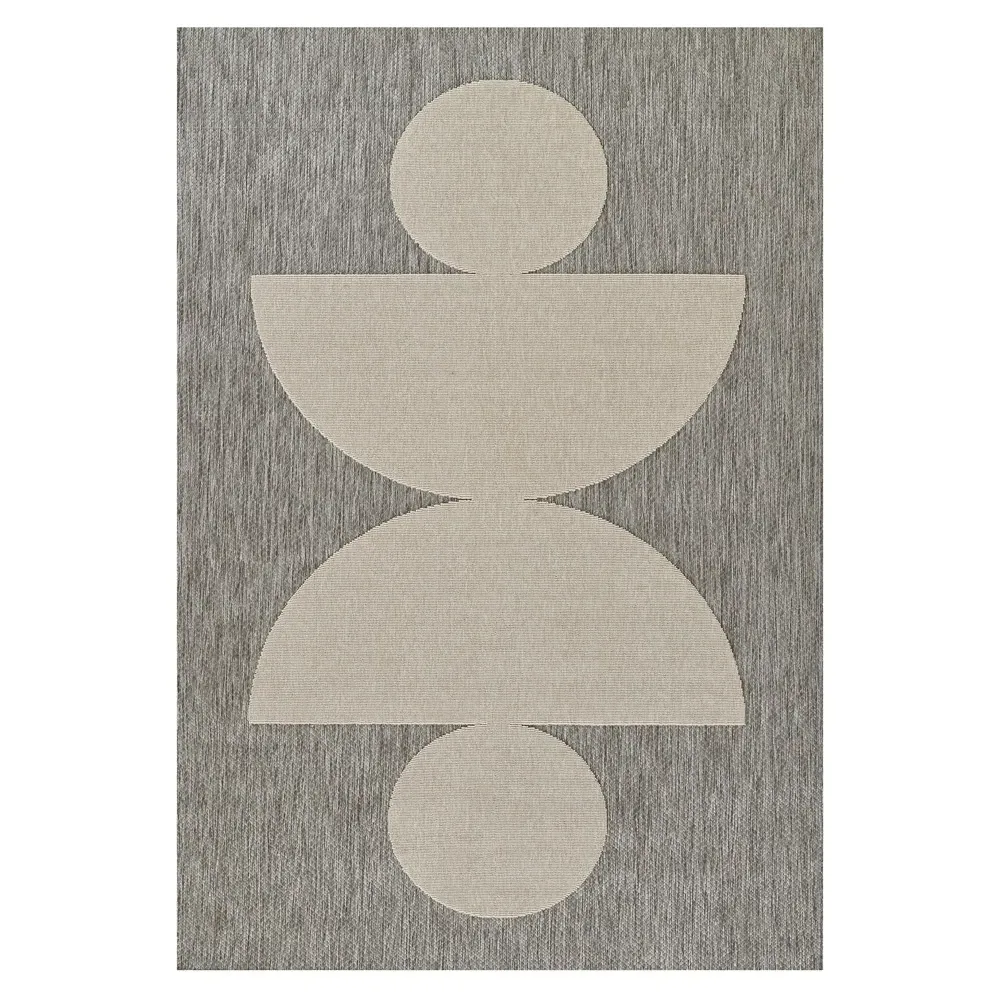 Nolan Geometric Patterned Indoor Outdoor Rug - Grey, Polypropylene