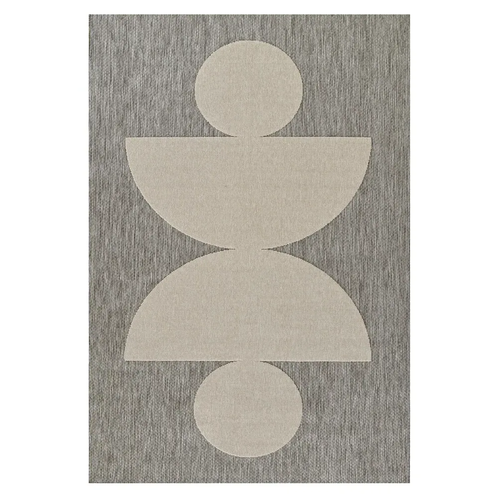 Nolan Geometric Patterned Indoor Outdoor Rug - Grey, Polypropylene