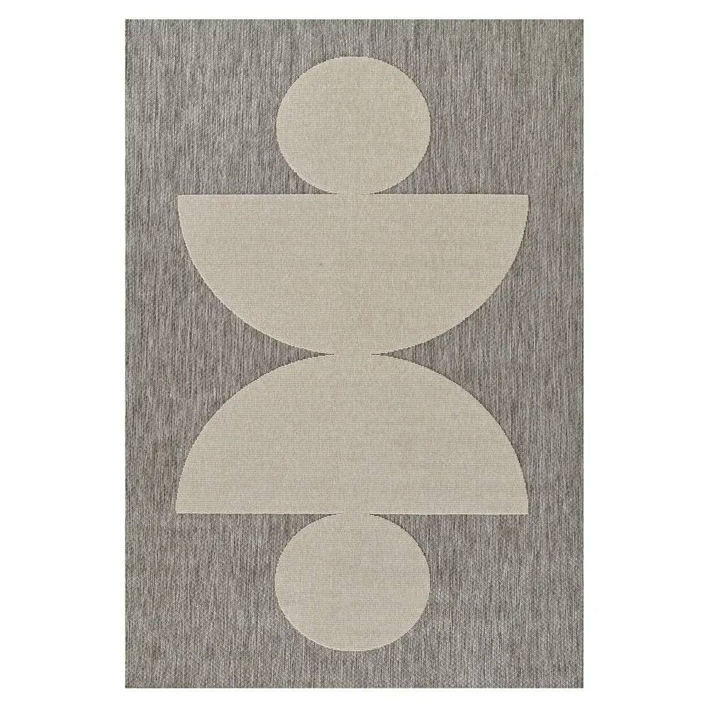 Nolan Geometric Patterned Indoor Outdoor Rug - Grey, Polypropylene image