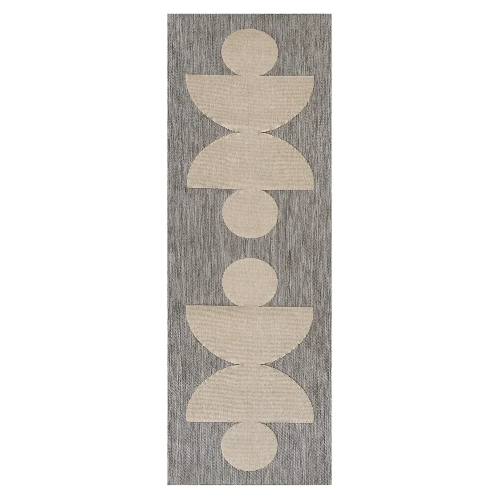 Nolan Geometric Patterned Runner Rug - Grey, Polypropylene image