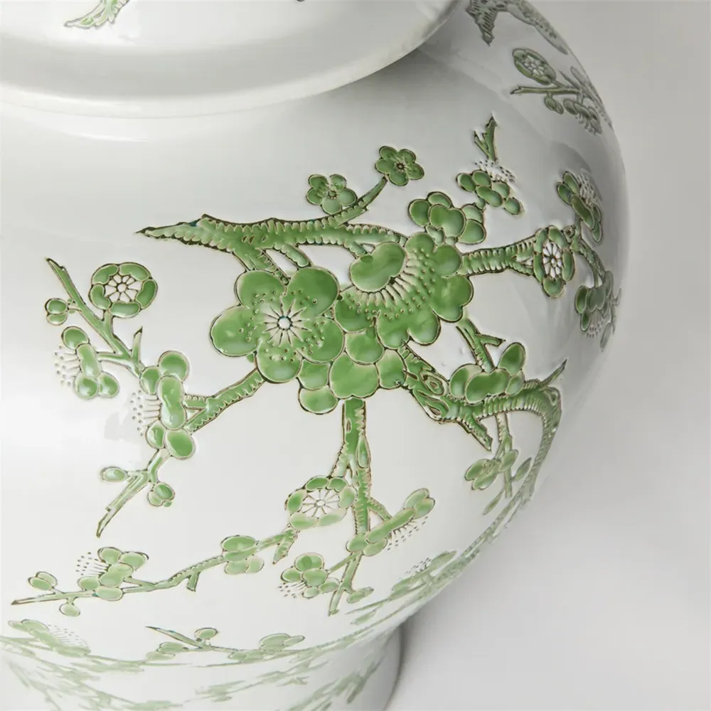 Nolan Lidded Ginger Jar - Green, Porcelain