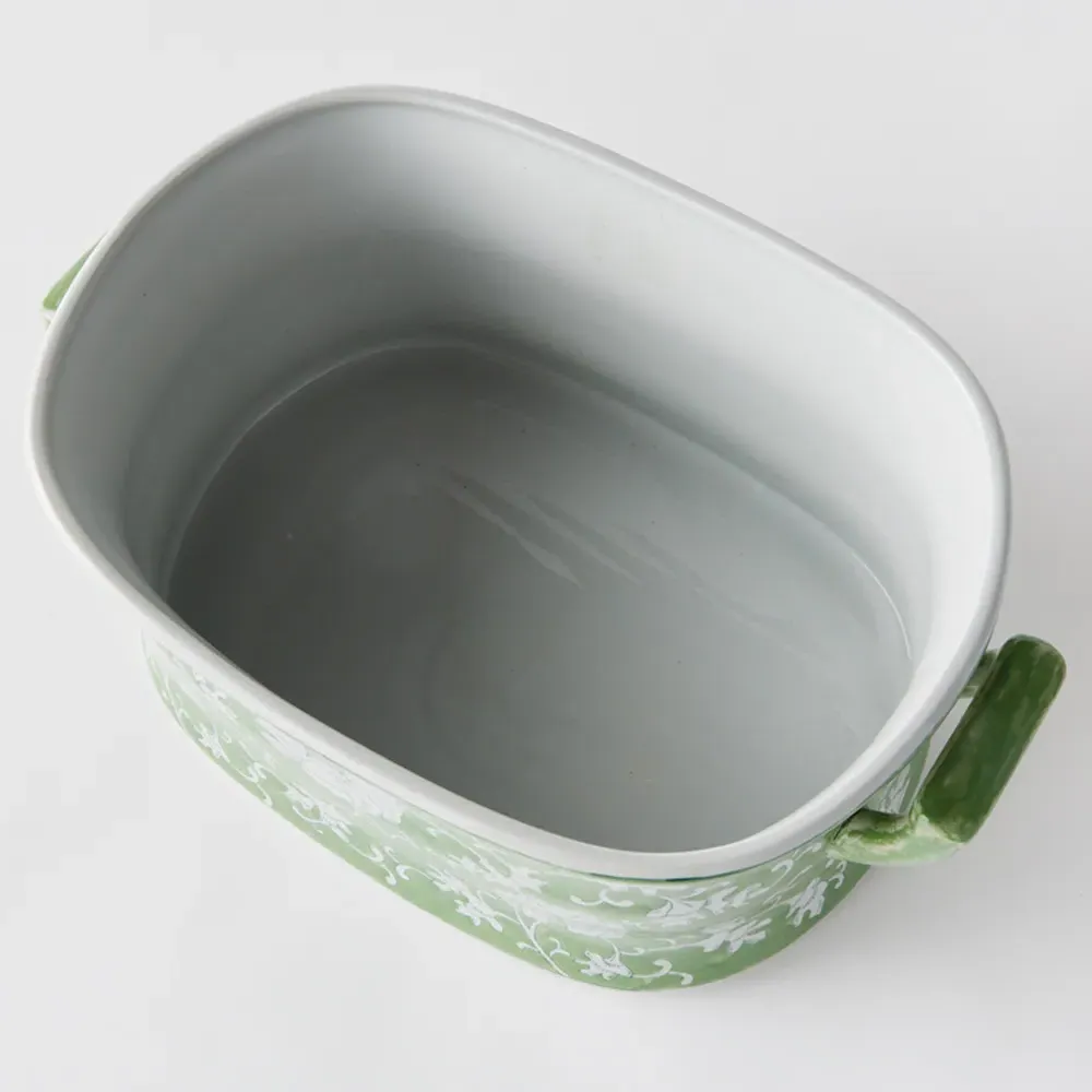 Nolan Lotus Planter - Green, Porcelain