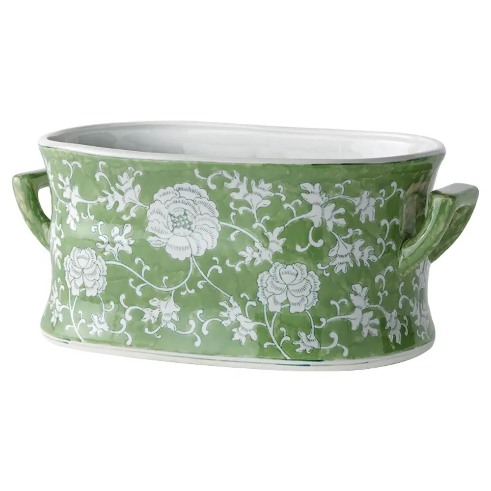 Nolan Lotus Planter - Green, Porcelain