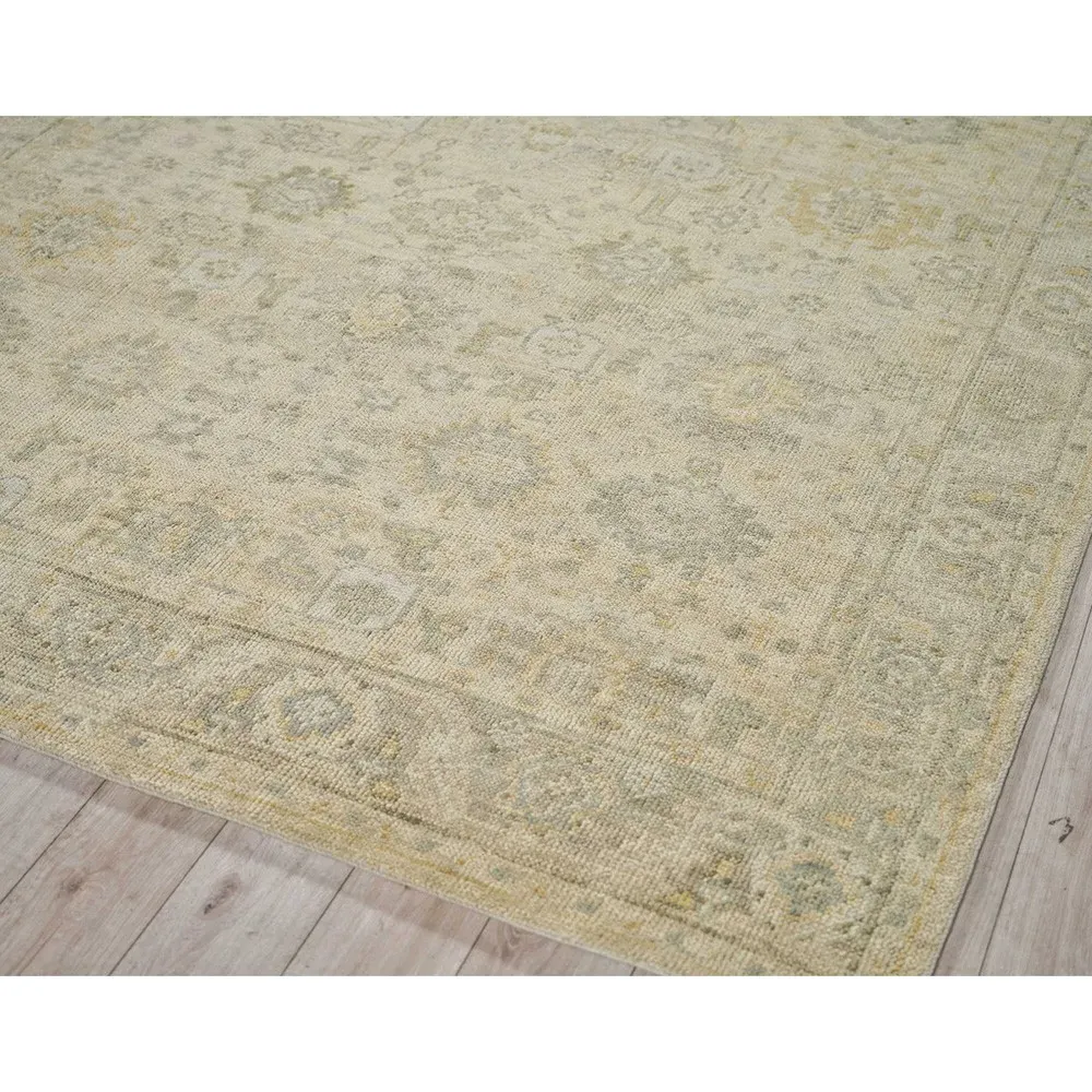 Nolan Oushak Patterned Hand Knotted Rug - Cream, Wool