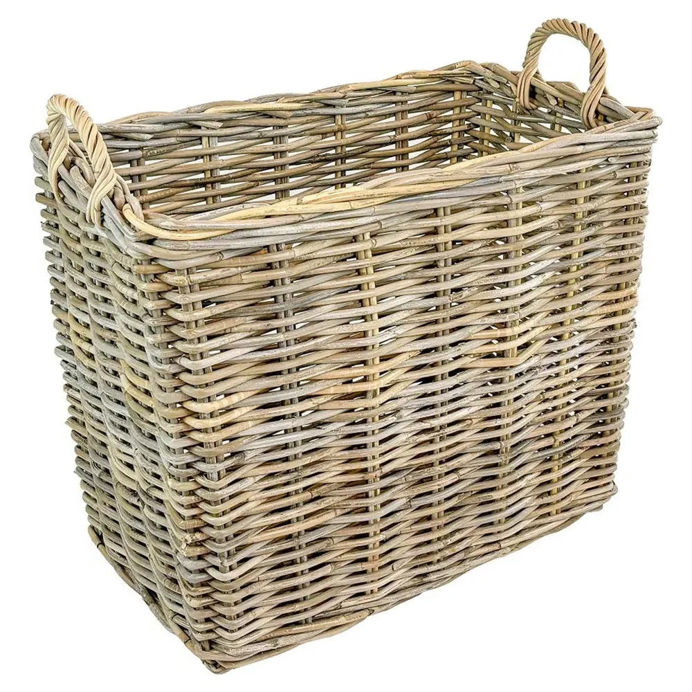 Nolan Rectangular Floor Basket Set of 2 - Grey, Rattan