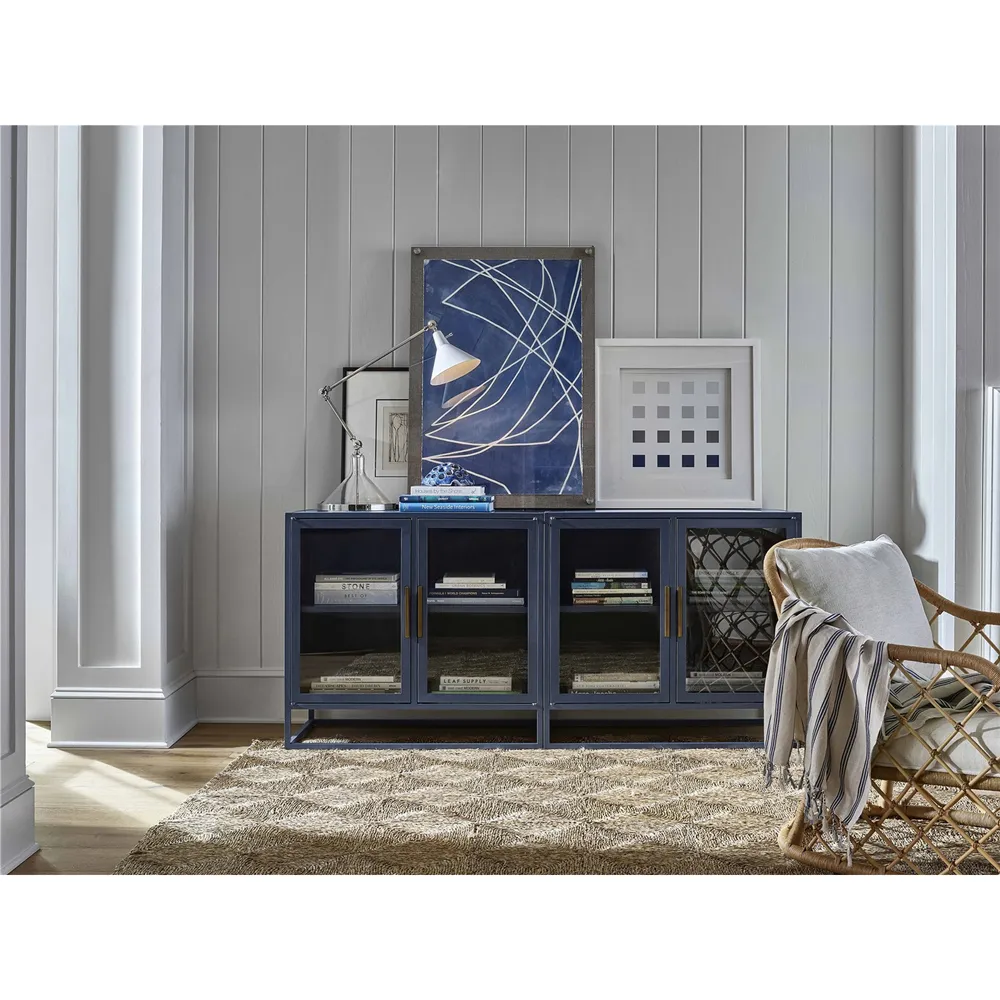 Noor Sideboard with Glass Doors - Blue, Metal