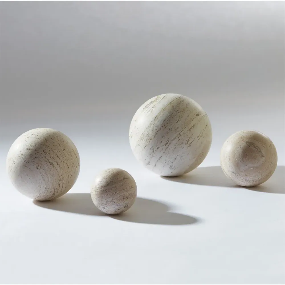 Noor Travertine 6" Decorative Sphere - Beige