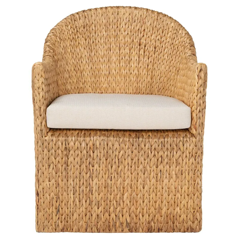 Nora Dining Arm Chair - Beige, Water Hyacinth