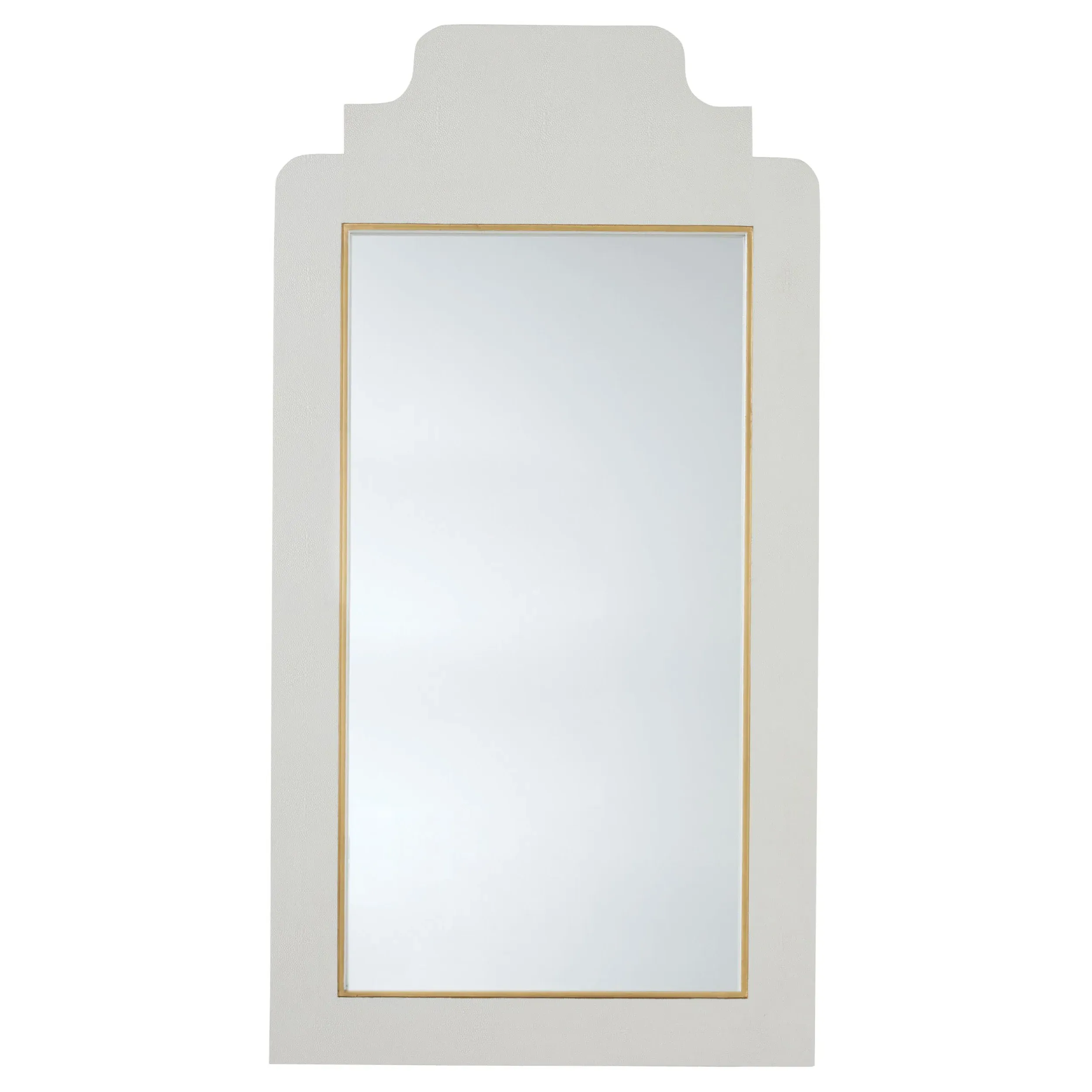 Nora Rectangular Wall Mirror - White, Shagreen image