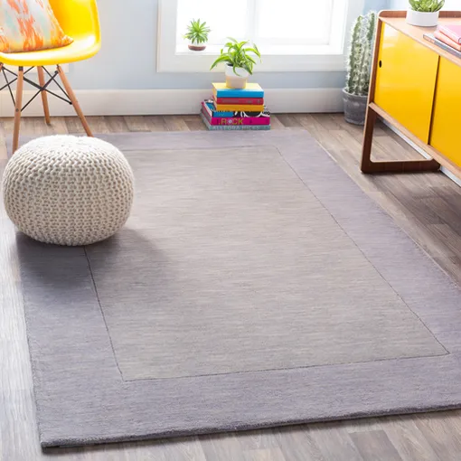 Norah Large Border Wool Rug - Grey