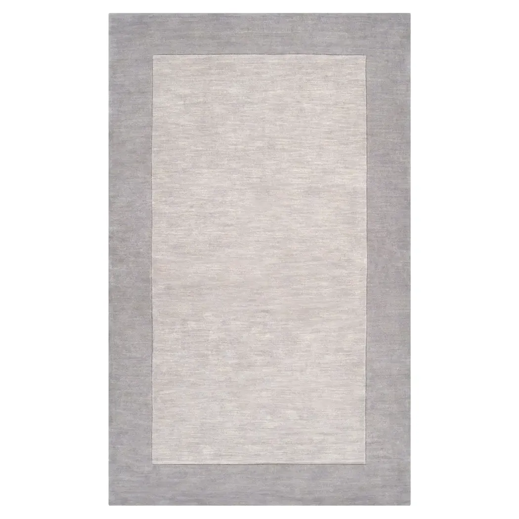 Norah Large Border Wool Rug - Grey