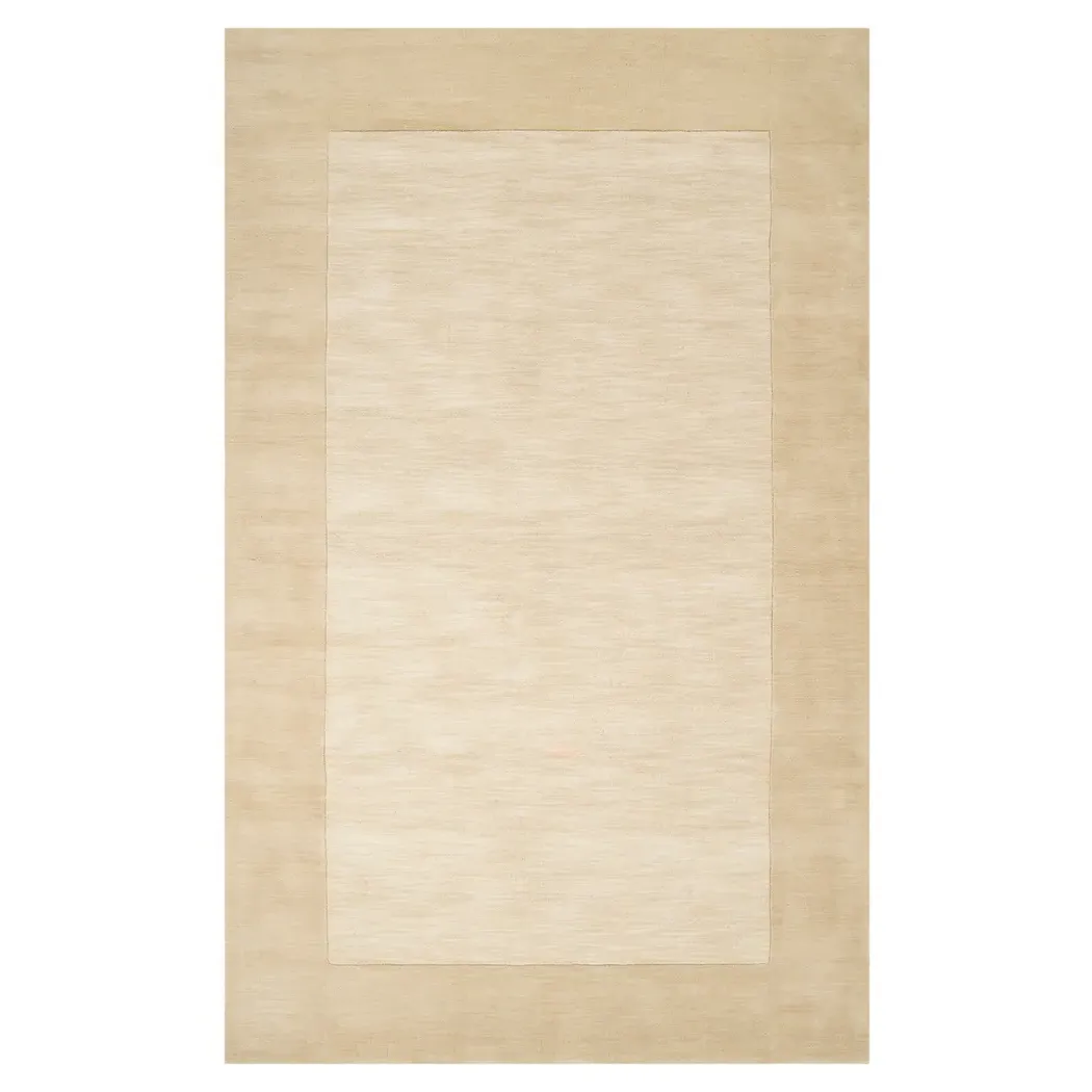 Norah Medium Solid Rug with Border - Cream, Wool