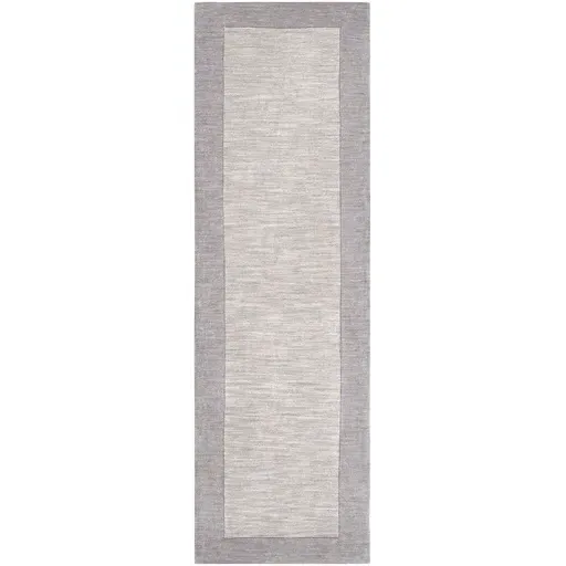 Norah Runner Border Wool Rug - Grey