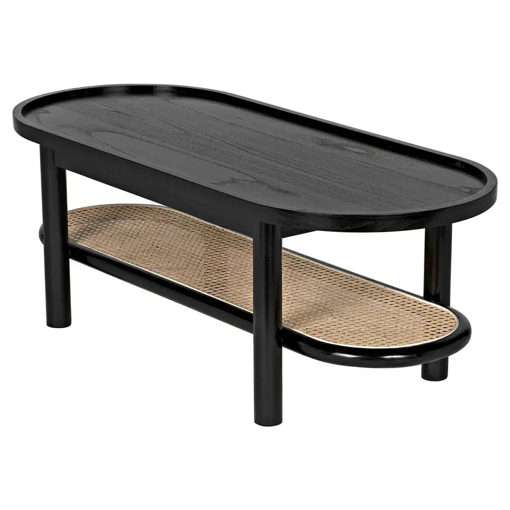 Noriel Oval 2 Tier Coffee Table - Black, Wood