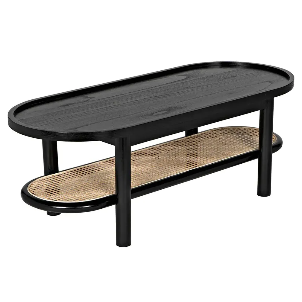 Noriel Oval 2 Tier Coffee Table - Black, Wood