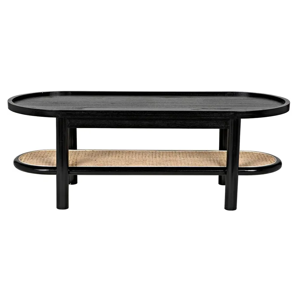 Noriel Oval 2 Tier Coffee Table - Black, Wood