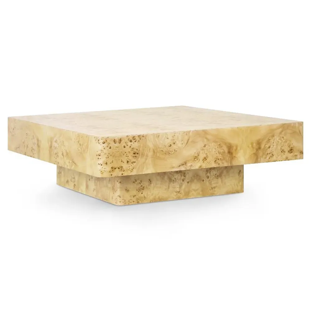 Norma Square Coffee Table - Brown, Burl Wood