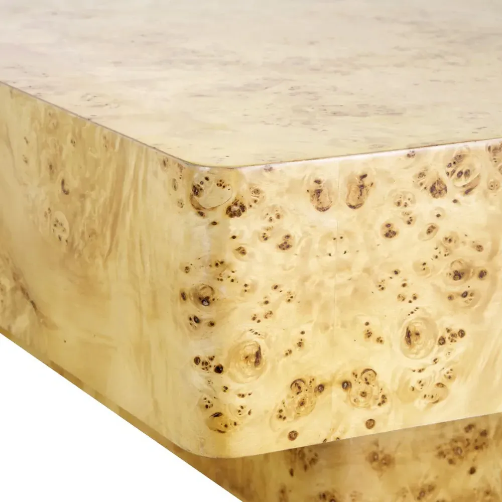 Norma Square Coffee Table - Brown, Burl Wood