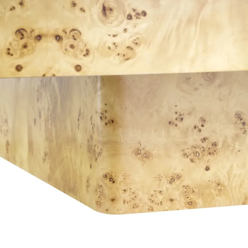 Norma Square Coffee Table - Brown, Burl Wood