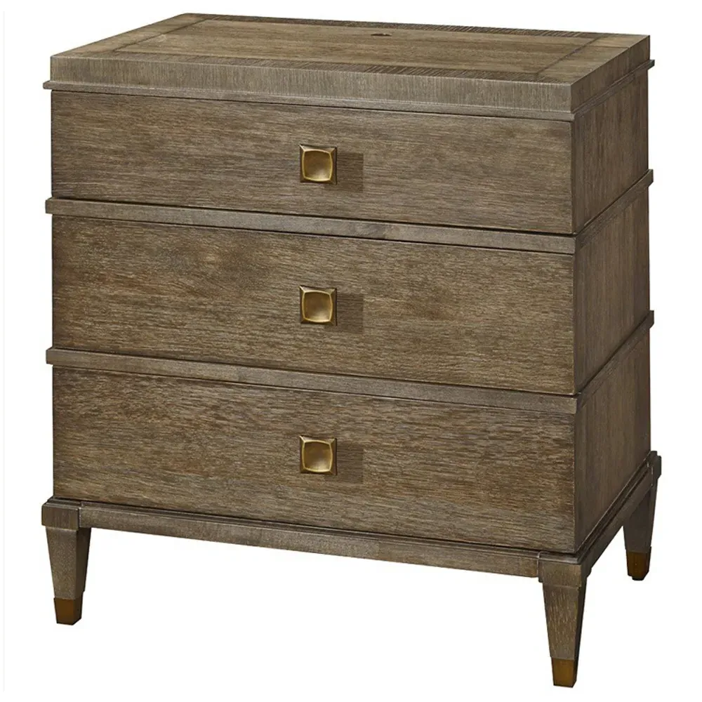 Norman 3 Drawer Nightstand - Brown, Oak image