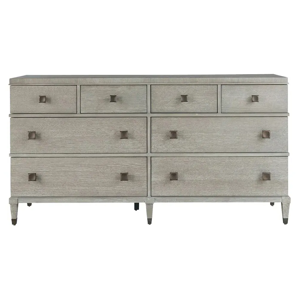 Norman 8 Drawer Double Dresser - Light Grey, Oak