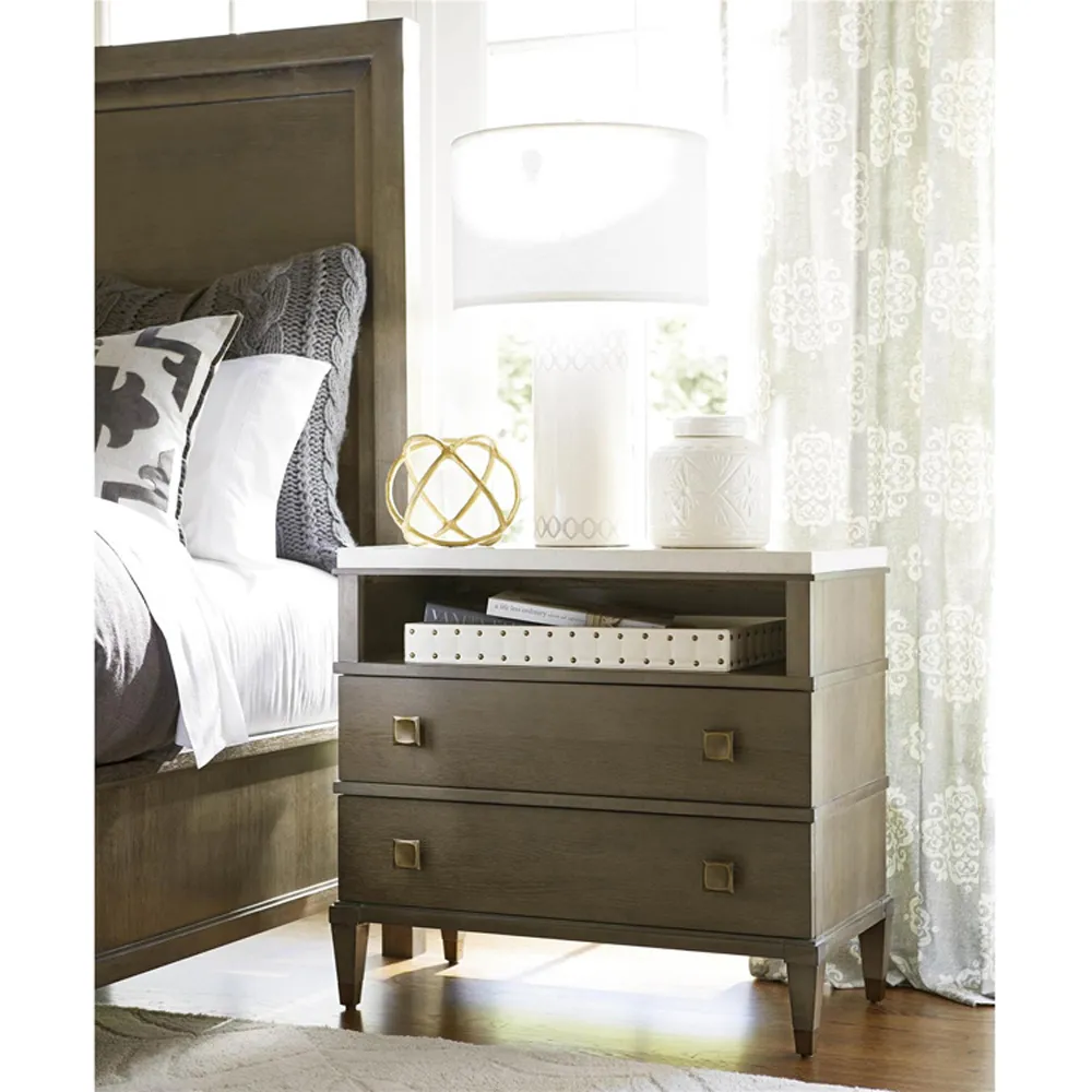 Norman Stone Top Nightstand - Brown, Wood