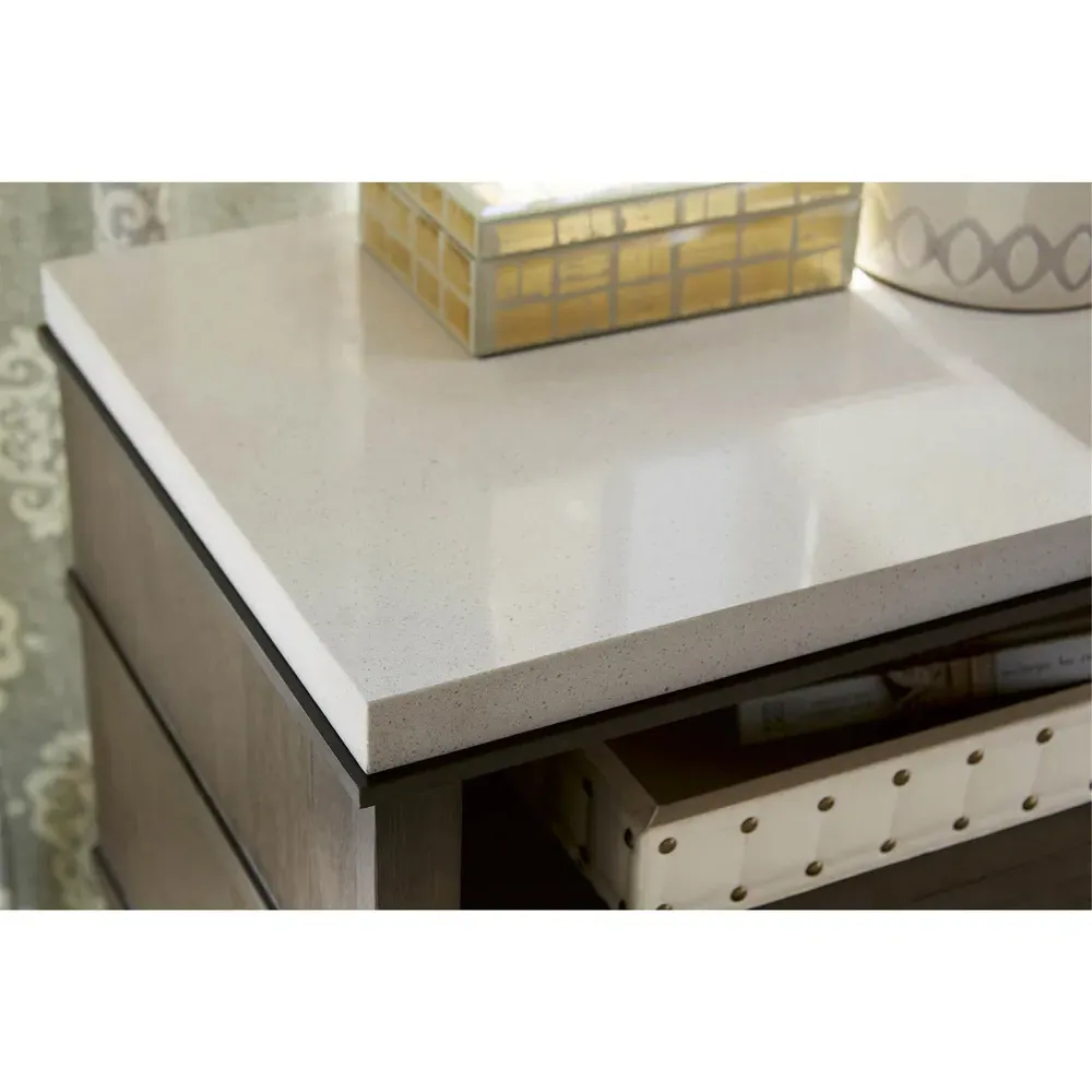 Norman Stone Top Nightstand - Brown, Wood