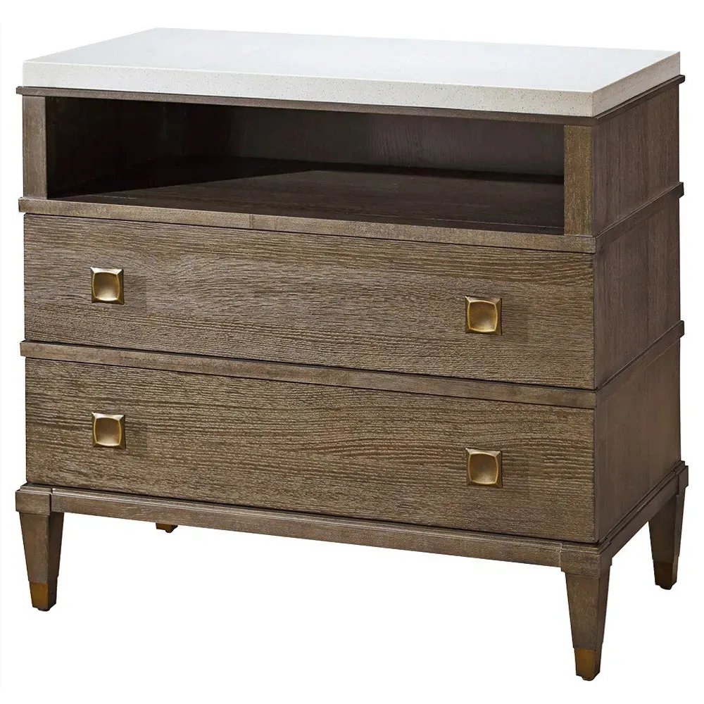 Norman Stone Top Nightstand - Brown, Wood image