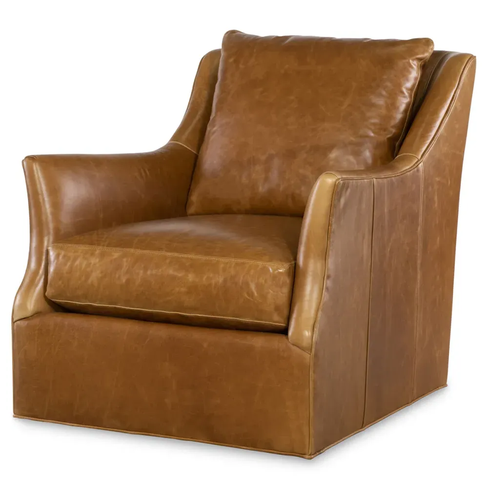 Norman Swivel Arm Chair - Brown, Leather