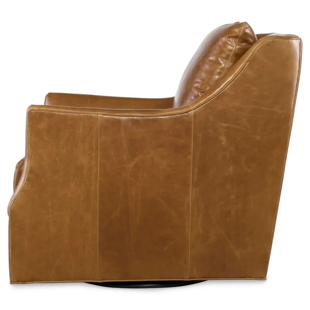 Norman Swivel Arm Chair - Brown, Leather