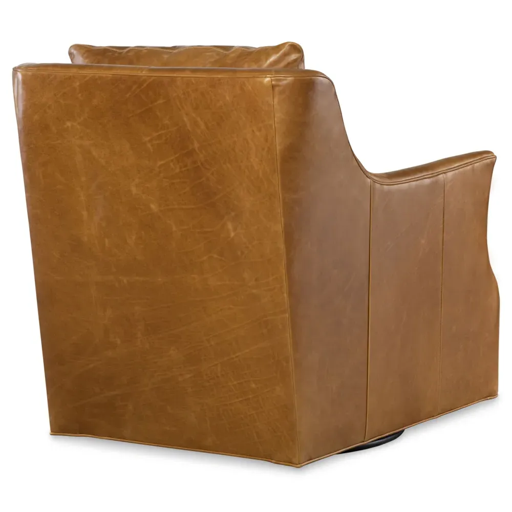 Norman Swivel Arm Chair - Brown, Leather
