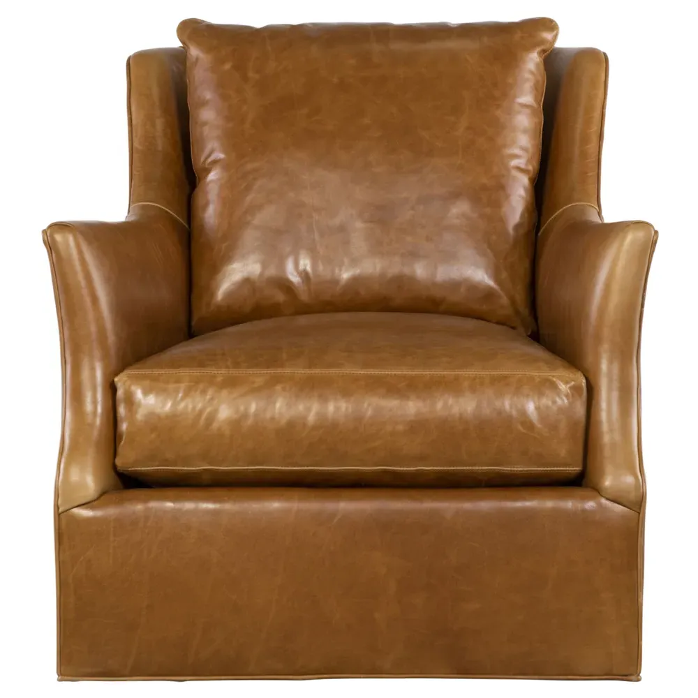 Norman Swivel Arm Chair - Brown, Leather
