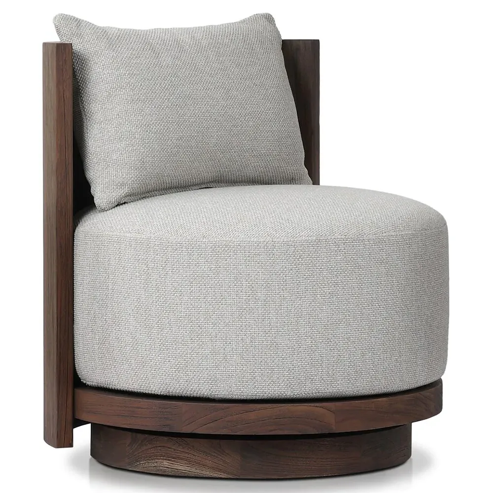 Norman Swivel Lounge Chair - Grey, Teak