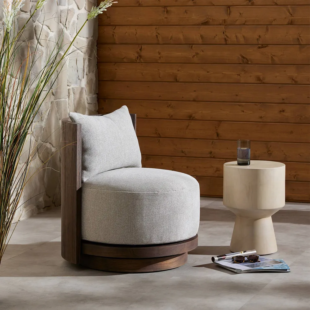 Norman Swivel Lounge Chair - Grey, Teak