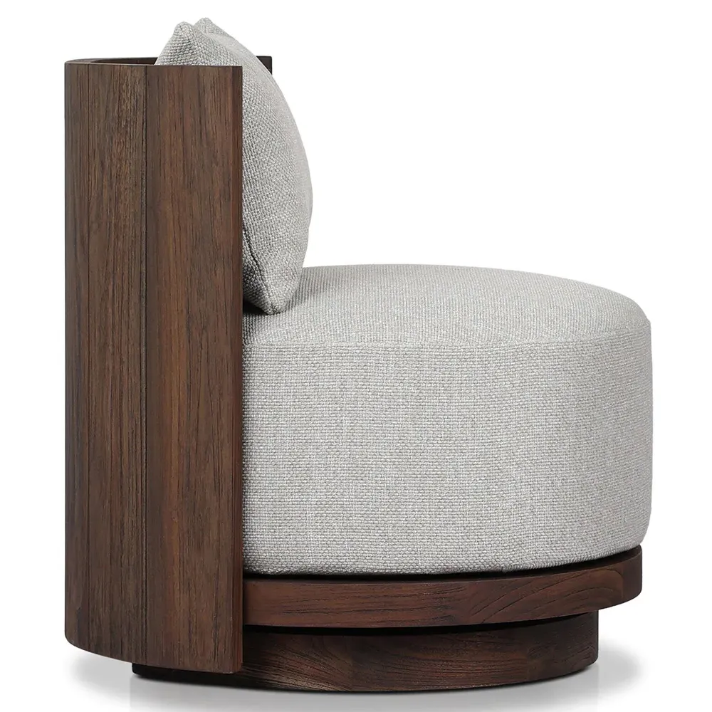 Norman Swivel Lounge Chair - Grey, Teak
