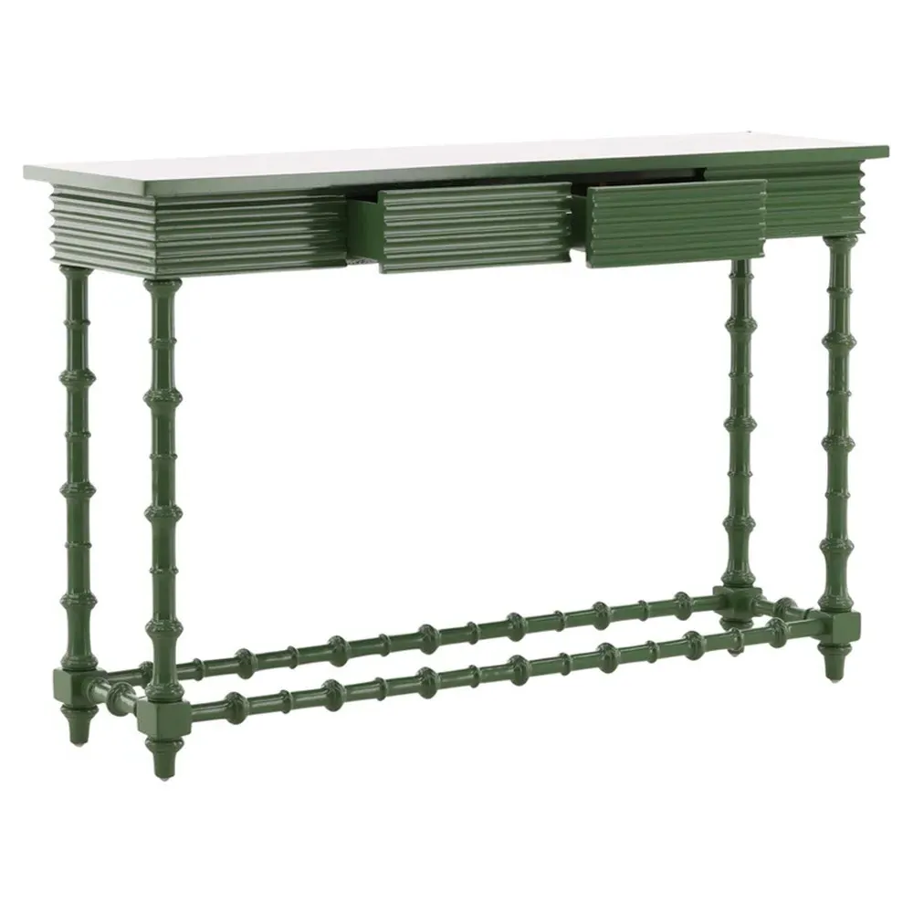 Normandie Rectangular Console Table with Storage - Green, Mahogany