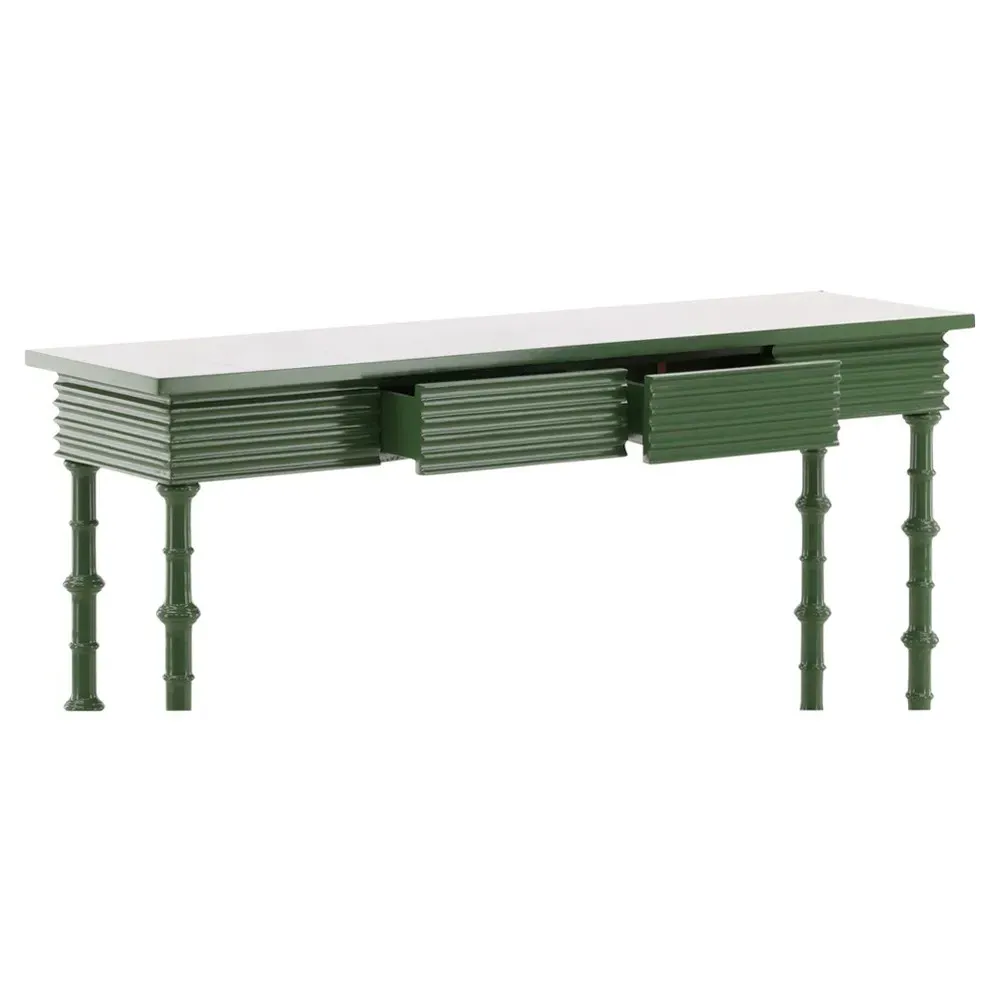 Normandie Rectangular Console Table with Storage - Green, Mahogany