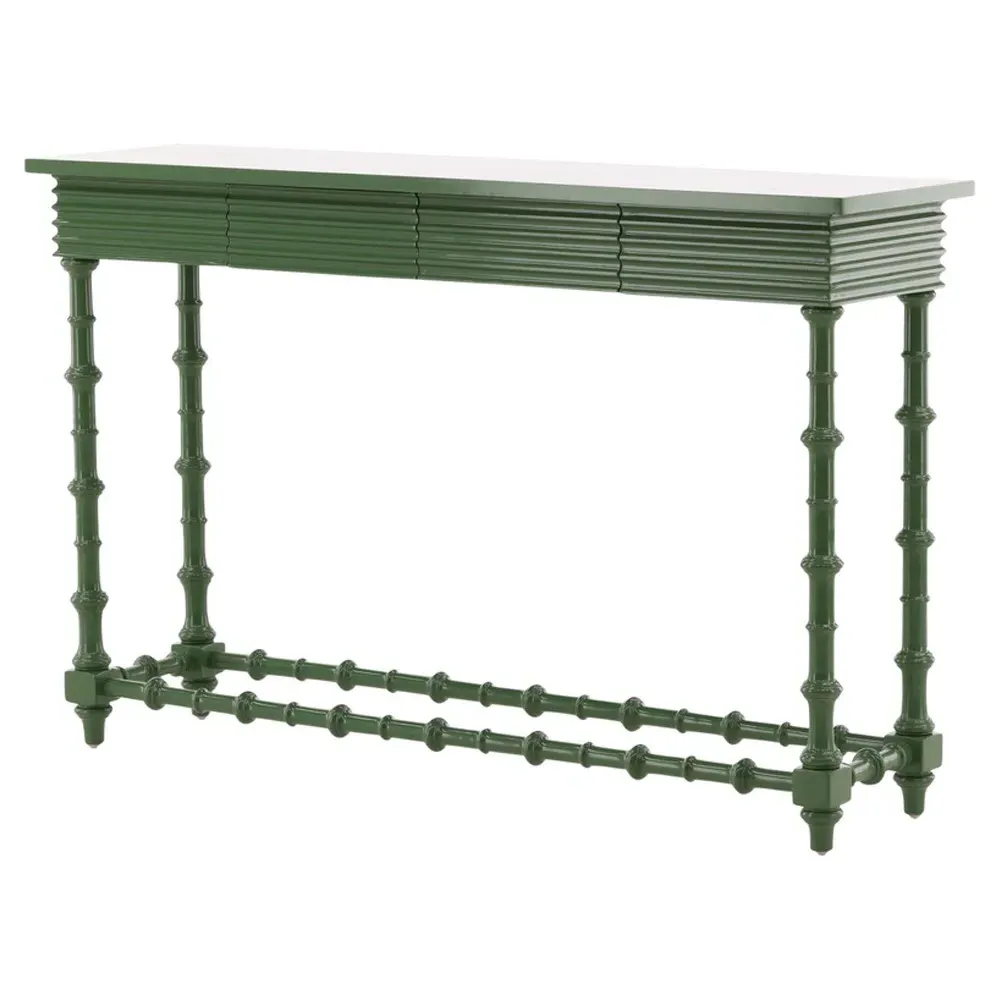 Normandie Rectangular Console Table with Storage - Green, Mahogany