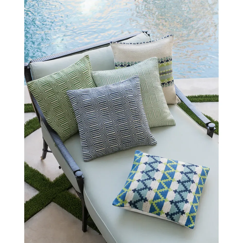 Norric 22x22 Throw Pillow Indoor Outdoor - Aqua, Polyester