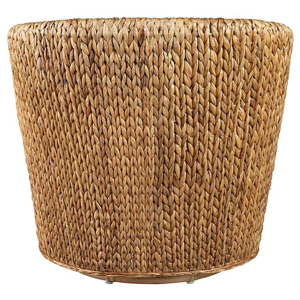 Norris Swivel Arm Chair - White, Woven Rattan