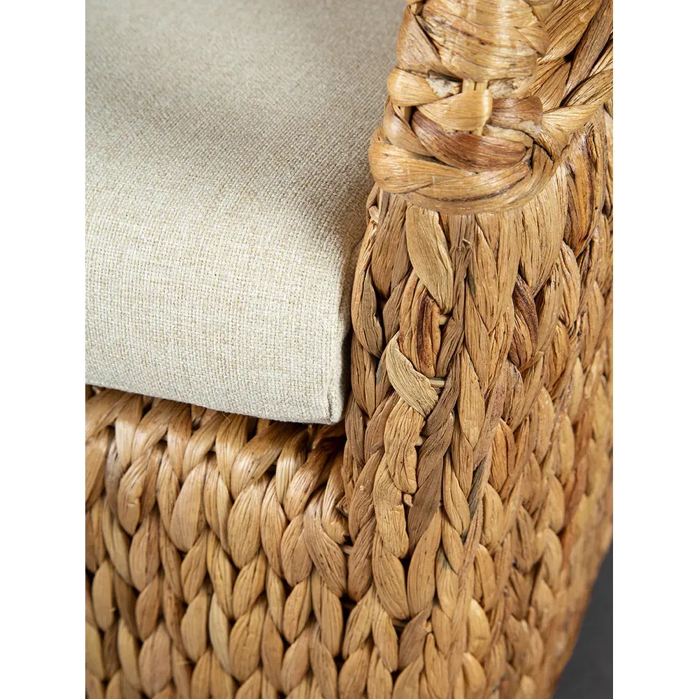 Norris Swivel Arm Chair - White, Woven Rattan