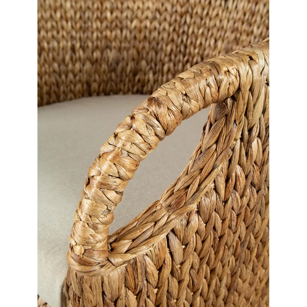 Norris Swivel Arm Chair - White, Woven Rattan